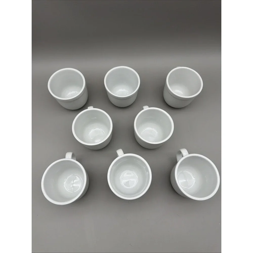 Pottery Barn 8pc White Cafe Coffee Mugs Heavy Thick Restaurant Style Cups